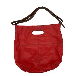 Barr + Barr Red Leather Shoulder Bag Medium Tote Bag Purse